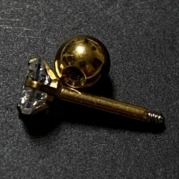 (Gold / 6mm) 2Pc Stainless Steel Cubic Zircon Unisex Shiny Earrings - SEALED - Picture 2 of 5